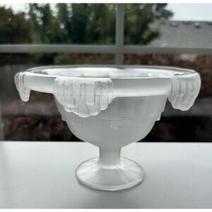 Lovely Art Deco Satin Crystal Footed Compote Bowl